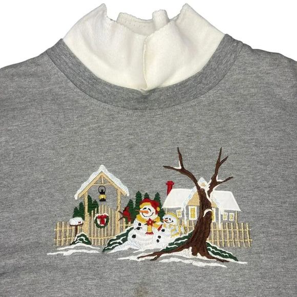 Vintage Southern Lady Womens XL Gray Winter Crewneck Pullover Sweatshirt Sweater - Picture 2 of 4